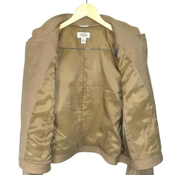 Talbots Women's Sz 18 Military Style Wool Jacket Light Camel Snaps - Picture 6 of 8